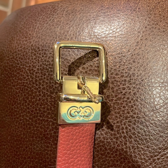 Cole Haan reversible leather belt pink/blue gold buckle - Picture 4 of 8